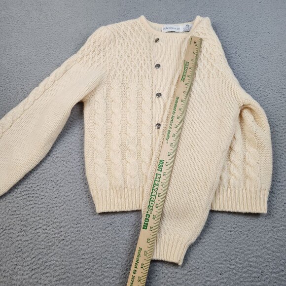 Vtg Robert Scott Ltd Shetland Wool Cable Knit Floral Button Sweater Size 38 Med - Picture 6 of 10